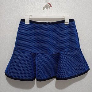 J.O.A. Women's Blue Netted Ruffled Mini Skirt Navy Blue Size M